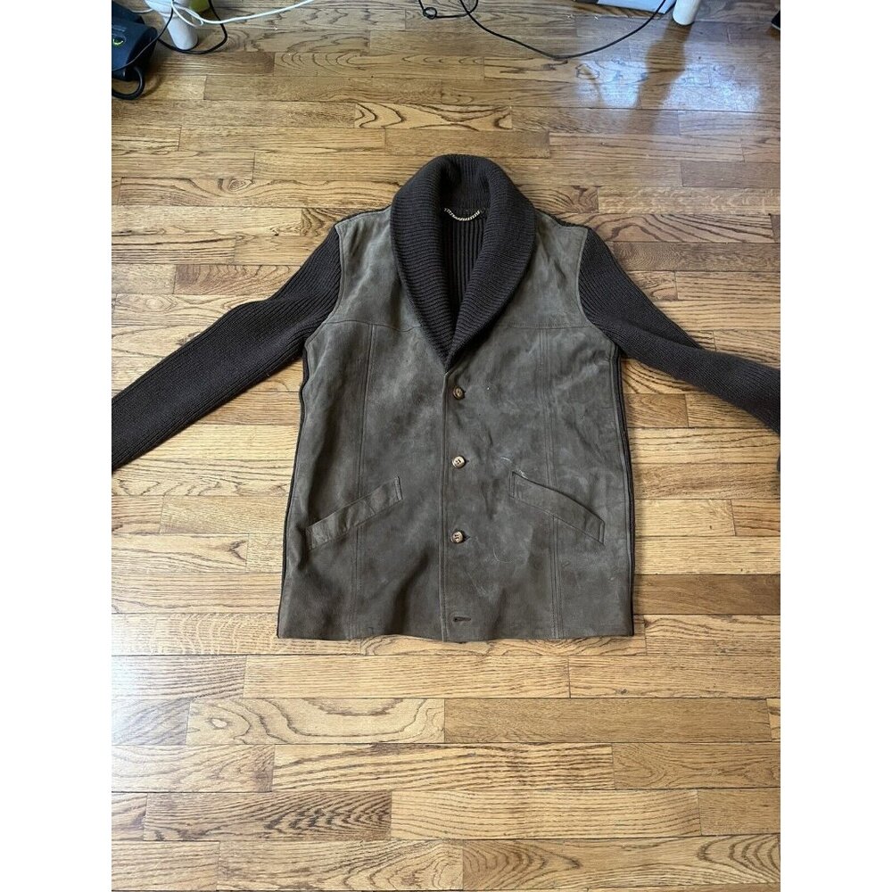 Vintage 70ish Suede Stretch Cardigan Unbranded Size 56, Slimmer Fit Unisex